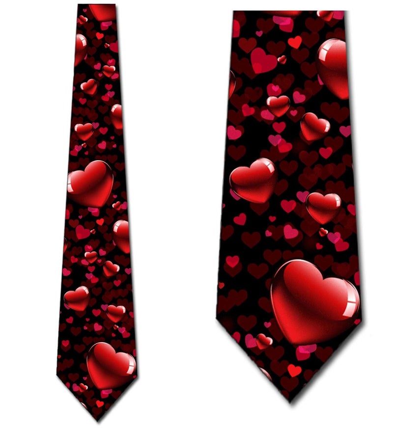 Three Rooker Valentines Day Ties Mens Valentines Hearts Allover Necktie - Image 2
